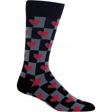 HOTSOX Mens Crew Socks Half Hearts 1 Pair, Black, Mens 8-12 Shoe