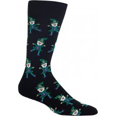 HotSox Mens Dancing LeprechauN Socks, Black, 1 Pair, Mens Shoe Size 6-12.5