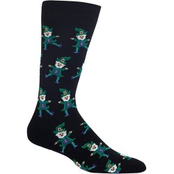 HotSox Mens Dancing LeprechauN Socks, Black, 1 Pair, Mens Shoe Size 6-12.5