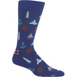 HotSox Mens Nautical Icons Socks, Dark Blue, 1 Pair, Mens Shoe Size 6-12.5
