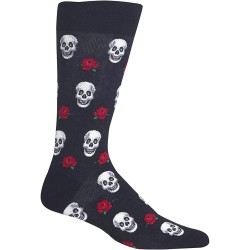 HotSox Mens Skull and Roses Socks, Black, 1 Pair, Mens Shoe 6-12.5 HotSox Mens Skull and Roses Socks, Black, 1 Pair, Mens Shoe 6-12.5