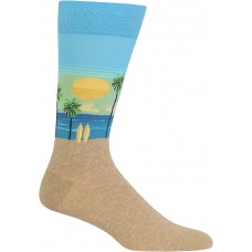 HOTSOX Mens Crew Socks Beach Scenic 1 Pair, Light Blue, Mens 8-12 Shoe