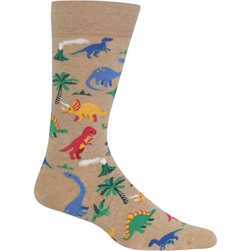 HotSox Mens Dinosaurs Socks, Hemp Heather, 1 Pair, Mens Shoe 6-12.5 HotSox Mens Dinosaurs Socks, Hemp Heather, 1 Pair, Mens Shoe 6-12.5
