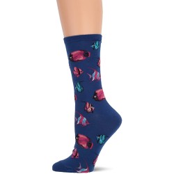 HotSox Womens Tropical Fish Socks, Dark Blue, 1 Pair, Womens Shoe Size 4-10