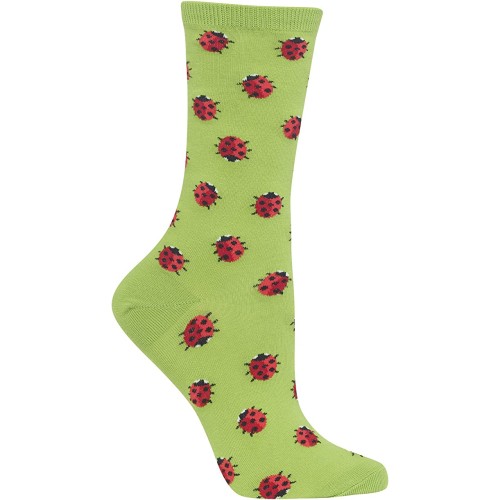 HOTSOX Womens Crew Socks Ladybug 1 Pair, Grass Green, Womens 4-10 Shoe HOTSOX Womens Crew Socks Ladybug 1 Pair, Grass Green, Womens 4-10 Shoe