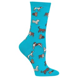 Hot Sox Women's Animal Series Novelty Casual Crew Socks, Classic Dogs (Turquoise), Shoe Size: 4-10 Size: 9-11