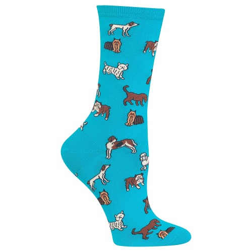 Hot Sox Women's Animal Series Novelty Casual Crew Socks, Classic Dogs (Turquoise), Shoe Size: 4-10 Size: 9-11