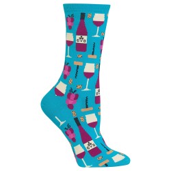 Hot Sox Women's Food and Drink Novelty Casual Crew Socks, Wine (Turquoise), Shoe Size: 4-10 Hot Sox Women's Food and Drink Novelty Casual Crew Socks, Wine (Turquoise), Shoe Size: 4-10