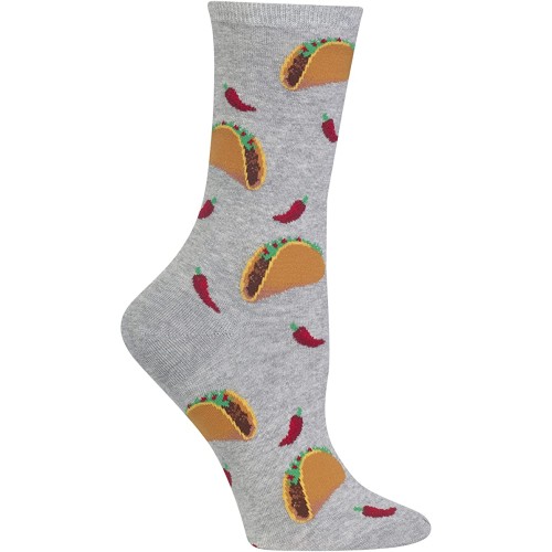 HotSox Womens Tacos Socks, Grey Heather, 1 Pair, Womens Shoe 4-10 HotSox Womens Tacos Socks, Grey Heather, 1 Pair, Womens Shoe 4-10