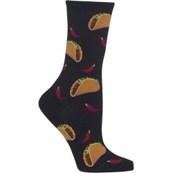 HotSox Womens Tacos Socks, Black, 1 Pair, Womens Shoe 4-10