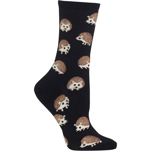 HOTSOX Womens Crew Socks Hedgehog 1 Pair, Black, Womens 4-10 Shoe HOTSOX Womens Crew Socks Hedgehog 1 Pair, Black, Womens 4-10 Shoe