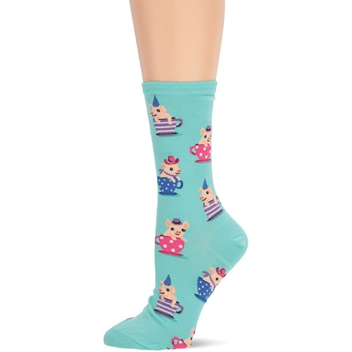 HotSox Womens Teacup Pig Socks, Jade, 1 Pair, Womens Shoe Size 4-10