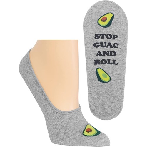 HotSox Womens Stop Guac and Roll Socks, Grey Heather, 1 Pair, Womens Shoe 4-10 HotSox Womens Stop Guac and Roll Socks, Grey Heather, 1 Pair, Womens Shoe 4-10