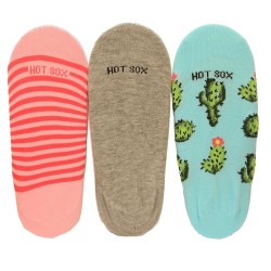 Hotsox Women's No Show Cactus Socks 3 Pair, Assorted, Women's Shoe 4-10