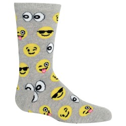 Hot Sox Girls' Big Conversation Starter Novelty Casual Crew Socks, emoji's (Grey Heather), Medium/Large Youth Hot Sox Girls' Big Conversation Starter Novelty Casual Crew Socks, emoji's (Grey Heather), Medium/Large Youth
