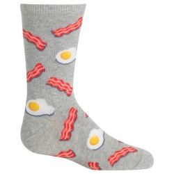 Hot Sox Boys' Big Food Novelty Casual Crew Socks, Eggs And Bacon (Grey Heather), Medium/Large Youth Hot Sox Boys' Big Food Novelty Casual Crew Socks, Eggs And Bacon (Grey Heather), Medium/Large Youth
