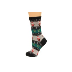 Hot Socks Santa Fairisle Women's Socks 1 Pair, Black, Women's Shoe Size 9-11