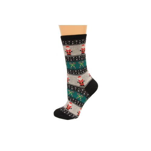 Hot Socks Santa Fairisle Women's Socks 1 Pair, Black, Women's Shoe Size 9-11