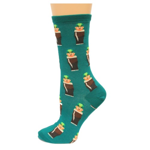 Hotsox Women's Crew Leprechauns Socks 1 Pair, Forest Green, Women's Shoe 4-10