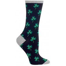 HotSox Womens Clover Socks, Black, 1 Pair, Womens Shoe 4-10