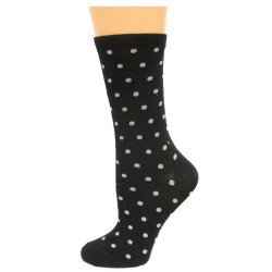 Hot Sox Women's Dots Crew Socks 1 Pair, Black/White Dots, Women's Shoe 4-10