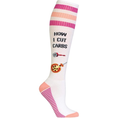 HotSox Womens How I Cut Carbs Socks, White, 1 Pair, Womens Shoe 4-10 HotSox Womens How I Cut Carbs Socks, White, 1 Pair, Womens Shoe 4-10