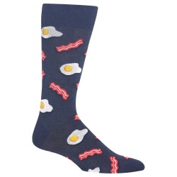 Hot Sox Men's Food and Booze Novelty Casual Crew Socks, Eggs And Bacon (Denim Heather), Shoe Size: 6-12 Hot Sox Men's Food and Booze Novelty Casual Crew Socks, Eggs And Bacon (Denim Heather), Shoe Size: 6-12