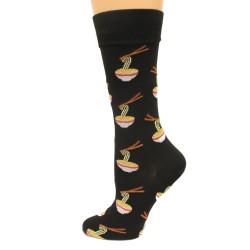 Hot Socks Noodles Men's Socks 1 Pair, Black, Men's Shoe Size: 10-13