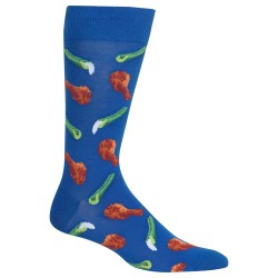 Hot Sox Chicken Wings and Celery Crew Socks, 1 Pair, Blue, Men's 6-12.5 Hot Sox Chicken Wings and Celery Crew Socks, 1 Pair, Blue, Men's 6-12.5