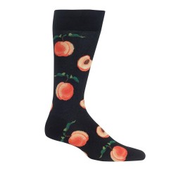 Hot Sox Men's Peaches Crew Socks 1 Pair, Black, 6.5-12 Shoe Hot Sox Men's Peaches Crew Socks 1 Pair, Black, 6.5-12 Shoe