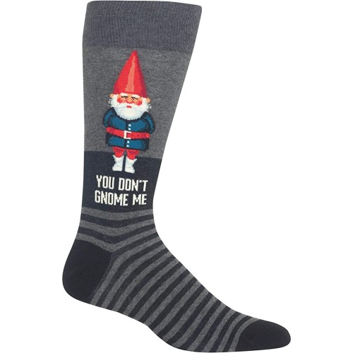 HotSox Mens You Dont Gnome Me Socks, Charcoal Heather, 1 Pair, Mens Shoe 6-12.5