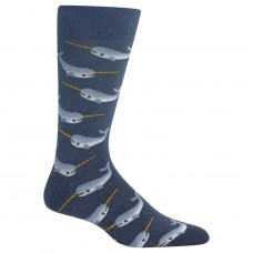 HotSox Mens Narwhal Socks, Denim Heather, 1 Pair, Mens Shoe 6-12.5