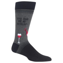 Hot Sox Men's You Had Me At Merlot Socks, Charcoal, Large Hot Sox Men's You Had Me At Merlot Socks, Charcoal, Large