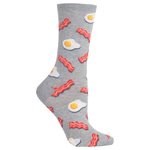 HotSox Womens Eggs and Bacon Socks, Sweatshirt Grey Heather, 1 Pair, Womens Shoe 4-10 HotSox Womens Eggs and Bacon Socks, Sweatshirt Grey Heather, 1 Pair, Womens Shoe 4-10