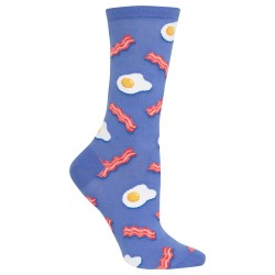 Hot Sox Eggs and Bacon Crew Socks, 1 Pair, Periwinkle, Women's 4-10 Shoe Hot Sox Eggs and Bacon Crew Socks, 1 Pair, Periwinkle, Women's 4-10 Shoe