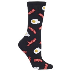 Hot Sox Eggs and Bacon Crew Socks, 1 Pair, Black, Women's 4-10 Shoe Hot Sox Eggs and Bacon Crew Socks, 1 Pair, Black, Women's 4-10 Shoe