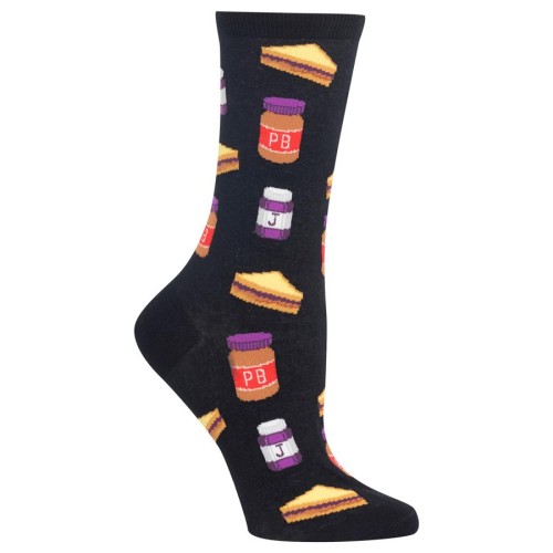 HotSox Womens Peanut Butter and Jelly Socks, Black, 1 Pair, Womens Shoe 4-10 HotSox Womens Peanut Butter and Jelly Socks, Black, 1 Pair, Womens Shoe 4-10