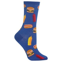 Hot Sox BBQ Food Crew Socks, 1 Pair, Blue, Women's 4-10 Shoe Hot Sox BBQ Food Crew Socks, 1 Pair, Blue, Women's 4-10 Shoe
