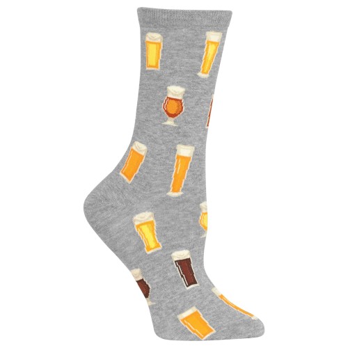 Hot Sox Beer Crew Socks, 1 Pair, Sweatshirt Heather Grey, Women's 4-10 Shoe Hot Sox Beer Crew Socks, 1 Pair, Sweatshirt Heather Grey, Women's 4-10 Shoe