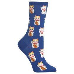 HotSox Womens Lucky Cat Socks, Blue, 1 Pair, Womens Shoe 4-10 HotSox Womens Lucky Cat Socks, Blue, 1 Pair, Womens Shoe 4-10
