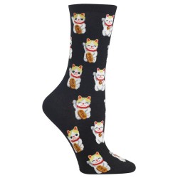 HotSox Womens Lucky Cat Socks, Black, 1 Pair, Womens Shoe 4-10 HotSox Womens Lucky Cat Socks, Black, 1 Pair, Womens Shoe 4-10
