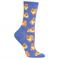 HotSox Womens Pomeranian Socks, Periwinkle, 1 Pair, Womens Shoe 4-10