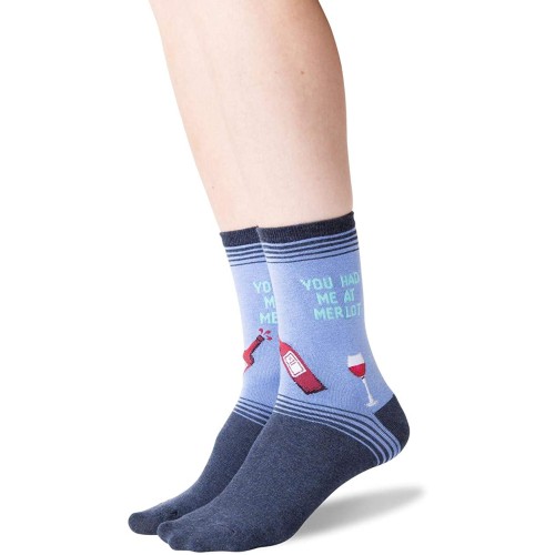 HotSox Womens You Had Me At Merlot Socks, Periwinkle, 1 Pair, Womens Shoe 4-10 HotSox Womens You Had Me At Merlot Socks, Periwinkle, 1 Pair, Womens Shoe 4-10