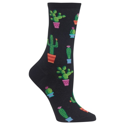 HotSox Womens Potted Cactus Socks, Black, 1 Pair, Womens Shoe 4-10 HotSox Womens Potted Cactus Socks, Black, 1 Pair, Womens Shoe 4-10