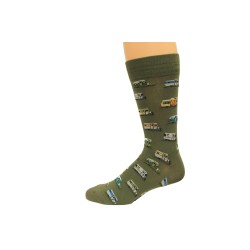 Hot Sox Men's Campers Socks, Olive, Large