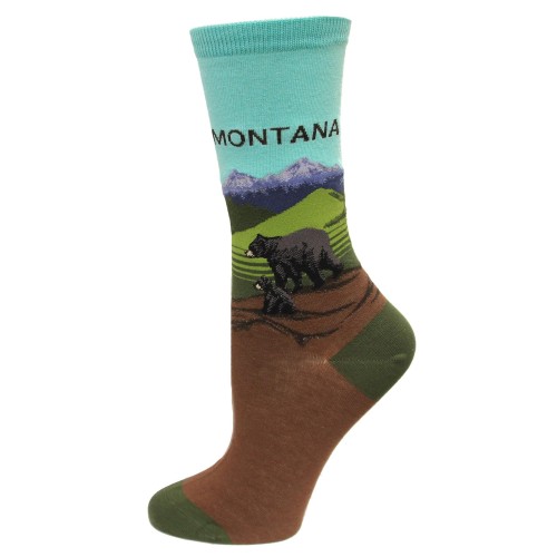 Hot Sox Men's Travel Series Novelty Crew Socks, montana (Mint), Shoe Size: 6-12