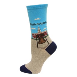 Hot Sox Men's Travel Series Novelty Crew Socks, Philadelphia (Sky Blue), Shoe Size: 6-12