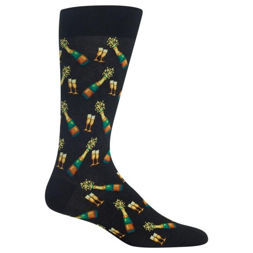 Hot Sox Men's Food and Booze Novelty Casual Crew Socks, Champagne Bottles (black), Shoe Size: 6-12 Hot Sox Men's Food and Booze Novelty Casual Crew Socks, Champagne Bottles (black), Shoe Size: 6-12