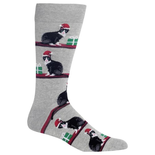 HotSox Mens Christmas Cats Socks, Sweatshirt Grey Heather, 1 Pair, Mens Shoe 6-12.5 HotSox Mens Christmas Cats Socks, Sweatshirt Grey Heather, 1 Pair, Mens Shoe 6-12.5