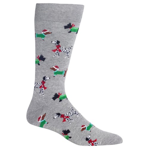 HotSox Mens Christmas Dogs Socks, Sweatshirt Grey Heather, 1 Pair, Mens Shoe 6-12.5 HotSox Mens Christmas Dogs Socks, Sweatshirt Grey Heather, 1 Pair, Mens Shoe 6-12.5